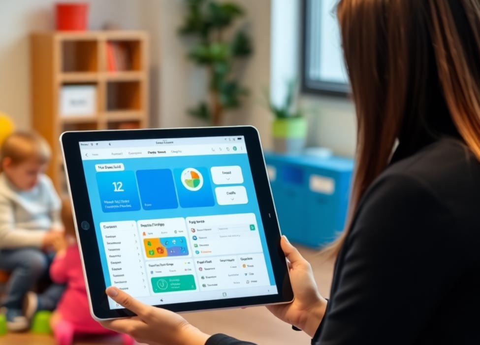 Illustration of KidooApp tools designed for daycare providers